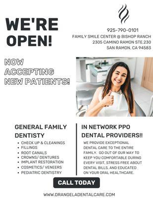 We are open and accepting new patients!  Call our office to book your appointment today!