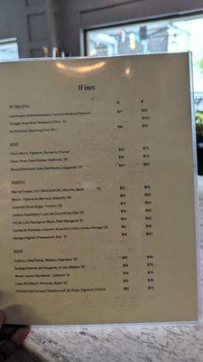 Wine list