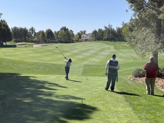 My 11 year old daughter smashing a drive down the middle off the 6th tee.