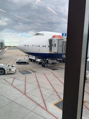 My seat in the nose on this 747!