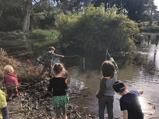 Pretend fishing at south lake!