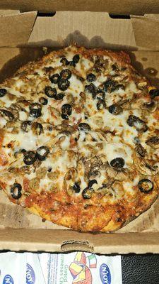 Personal Pizza. Sausage. Olives & Mushrooms