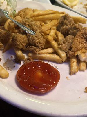 Fried fish, shrimp and fries