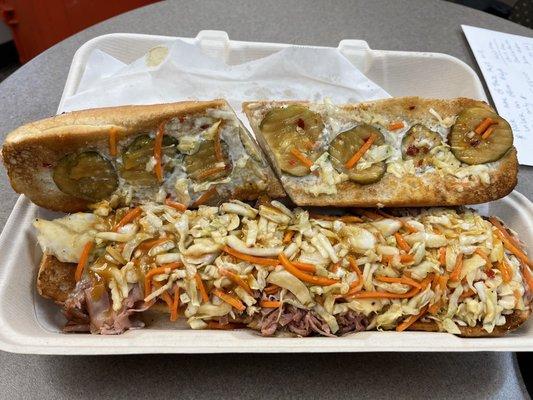 Large BBQ Cuban sub is delicious! The best part is the sweet BBQ sauce and spicy pickle chips.