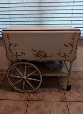 Vintage tea cart found amongst the store's treasure trove of antiques and collectibles.