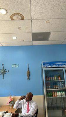 By the way change out these old ceiling tiles. And adding in transaction for using debit card.