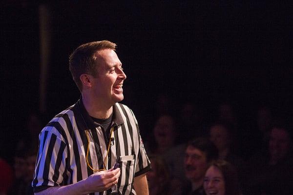 ComedySportz is improv comedy played like a sport, including a Referee who calls fouls, times the games and keeps things moving!