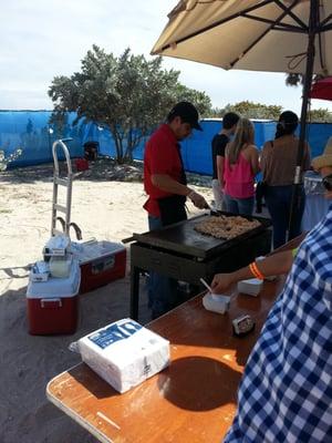 Roberto making chicken for tacos