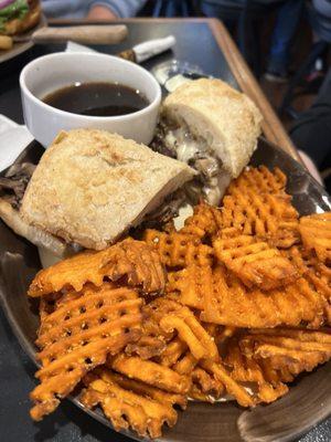 Dip with waffle sweet potato fries. Pretty awesome.