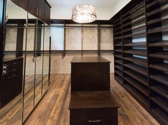 Amazing Master Closet complete with Island and lots of room for Shoes. This job completed at Regatta Bay, Miramar Beach, FL