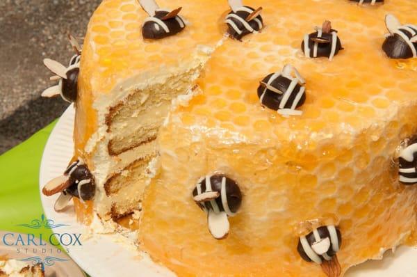 Honey bee cake from village tea room