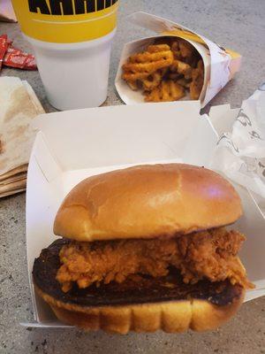 The worst hand breaded chicken  sandwich,  they should just call the all burnt bun chicken sandwich