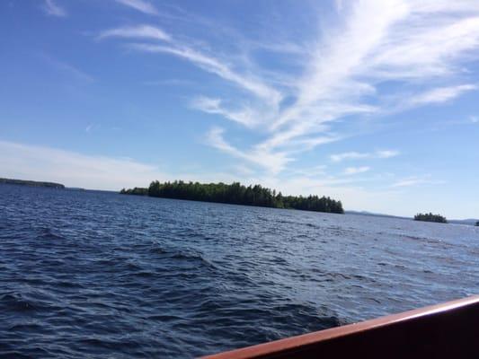 View from a boat on the lake.