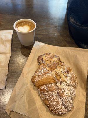 Macchiato and Almond Croissant