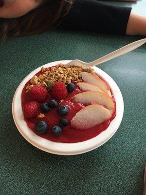 Raspberry granola apple bowl