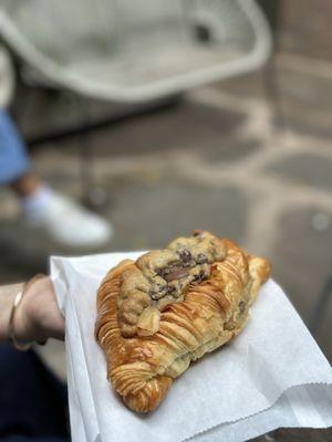 Chocolate chip cookie croissant