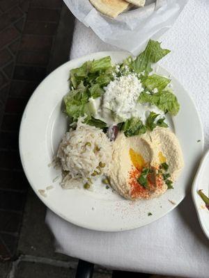 Rice Pilaf Hummos Feta Cheese Salad