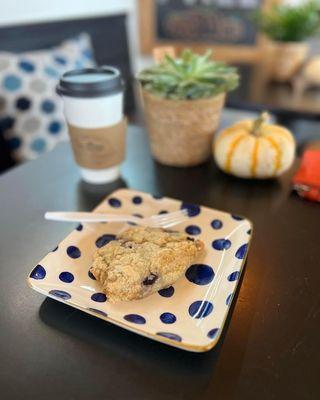 Blueberry Scone on a fun NEW dine in plate