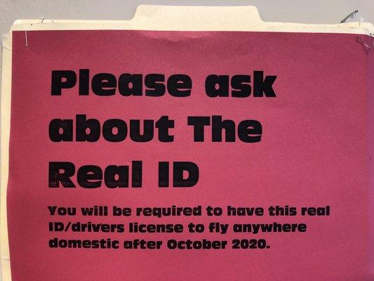 If you do NOT have a passport, you MUST fly with a Real ID starting October 2020.