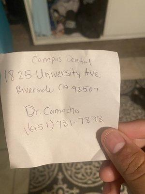 Phone number and address given to me by an employee who works there (Reneca)