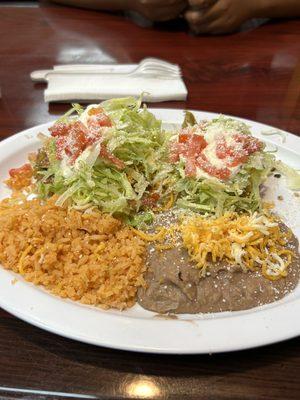 Soles, one shredded chicken , one shredded beef !! And I gotta say rice and beans were perfect !!