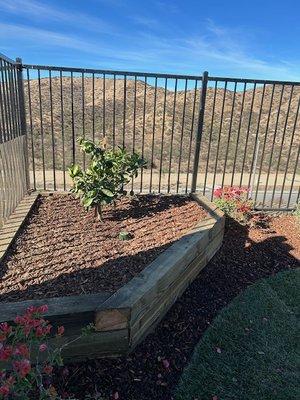 Corner planter with timber