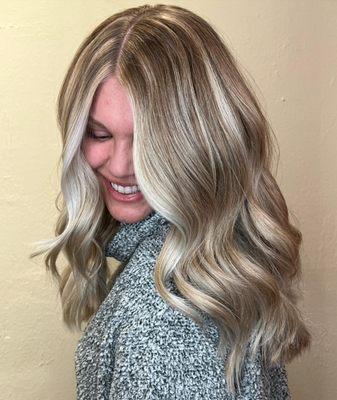 Beautiful and shiny blonde balayage