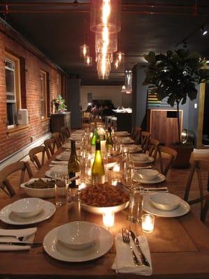 Dining room set for a family style dinner