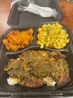 Vegan Salisbury steak dinner