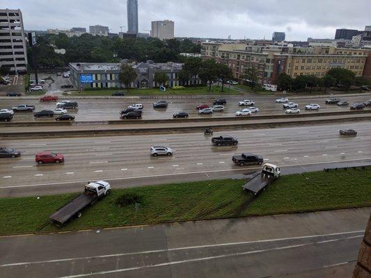 Driving through the median so they can skip the light, destroying the grass in the meantime.