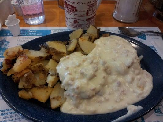 Sausage gravy and biscuits