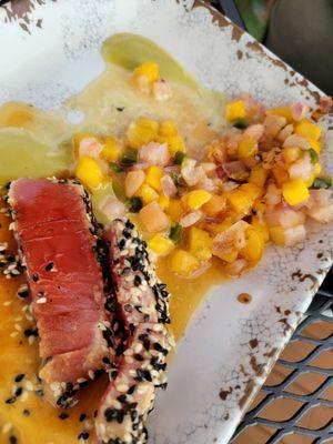 Ahi tuna, mango salsa