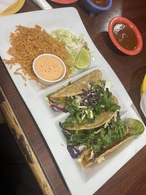 Great shrimp tacos. Asked for crispy and extra cilantro