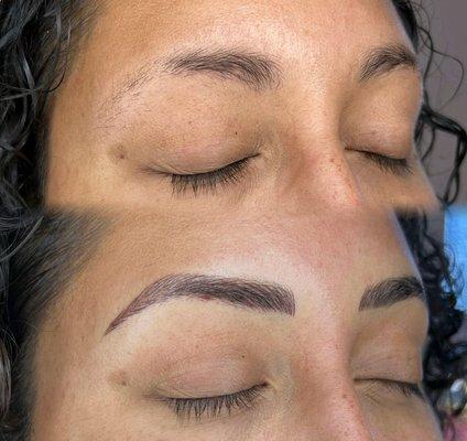 A natural microbladed eyebrow set