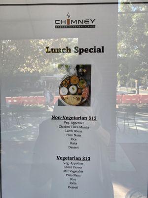 Lunch special menu