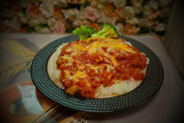 Baked porkchop over rice This was yummy