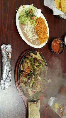 Sizzling beef fajitas lunch special on this day