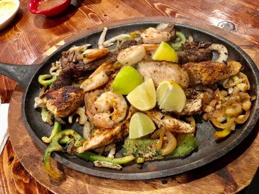 Steak, Chicken and Shrimp Fajitas