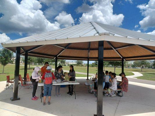 Pavilion with picnic tables