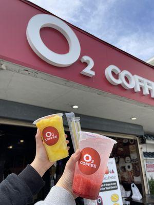 Mango slush and strawberry ade