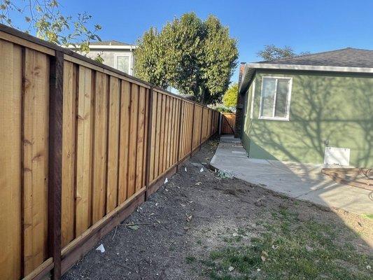 Brand new good neighbor fence.