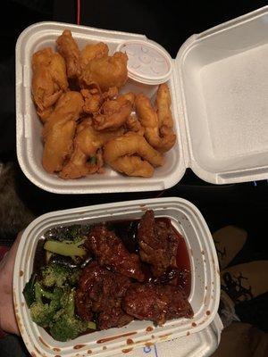 Sweet and sour chicken and General Tso's chicken