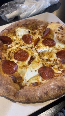 White Pizza with Pepperoni added