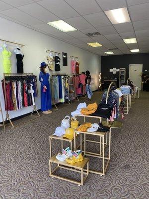 Inside of luxury Fashions boutique.