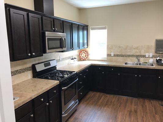 The upstairs kitchen is available for residents and families to use.