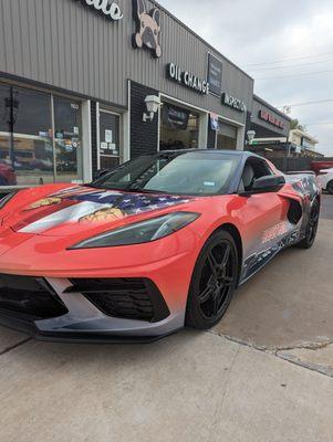 Check out this Texans wrap? When washing cars that are wrapped you must have a magic touch! Let us wash your car you will be happy