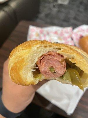 Inside jalapeño cheese sausage croissant large $3.49