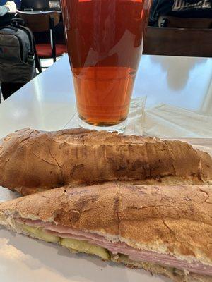 Cuban sandwich and beer