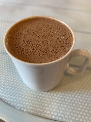 French hot chocolate- rich, decadent with a foamy top. Such a treat for chocolate lovers, high quality chocolate!