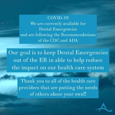 Our office is open for your dental emergencies!